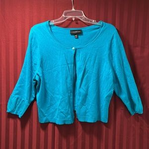 Lane Bryant 18/20 teal blue green shrug cardigan w/partially transparent sleeve